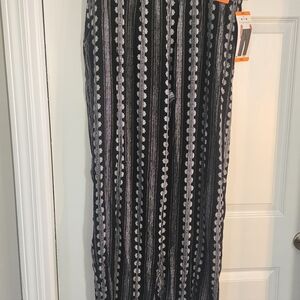 Three Dots Black and White Patterned Maxi Pants
